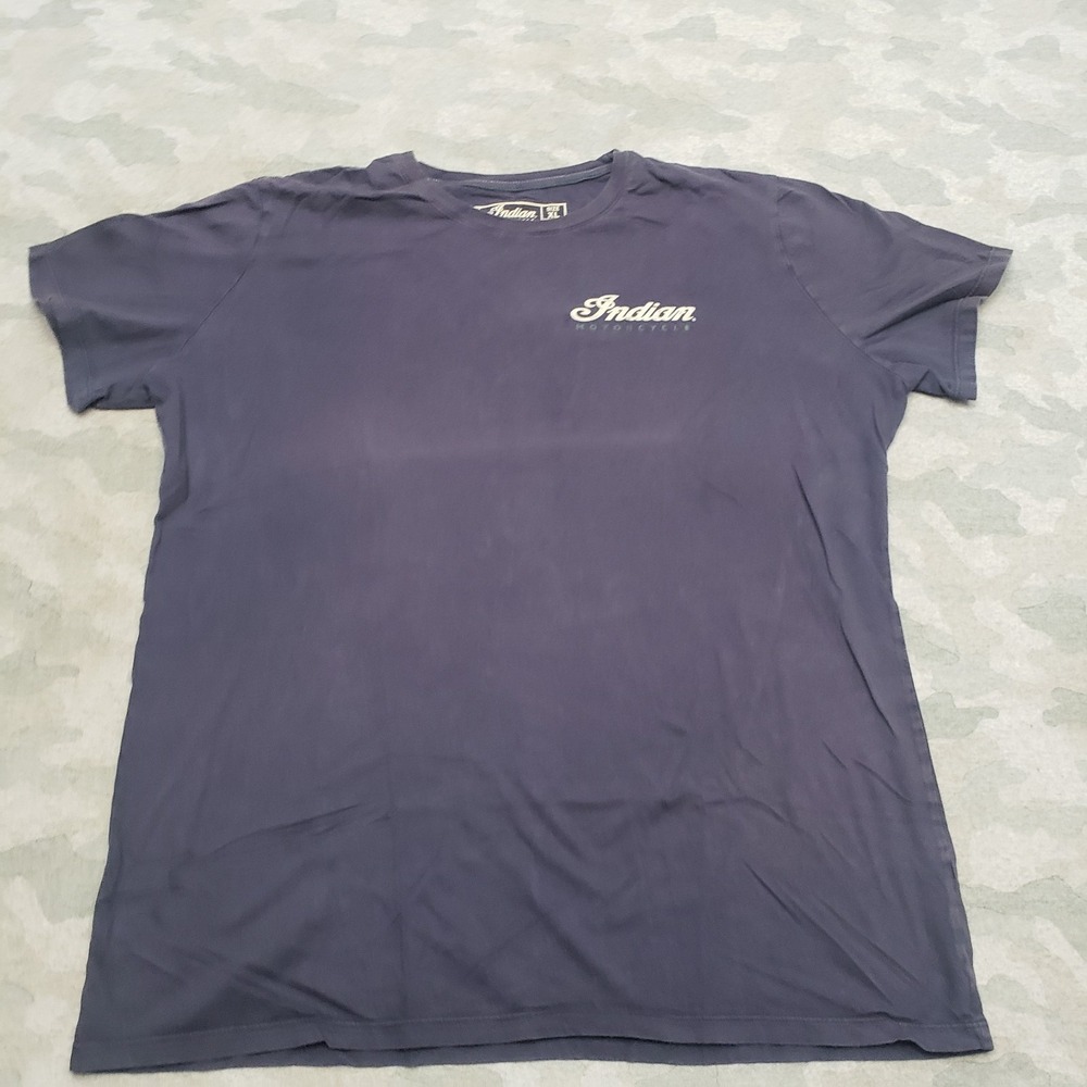 Indian Motorcycle Shirt Mens XL Blue Athletic Slim Fit Short Sleeve